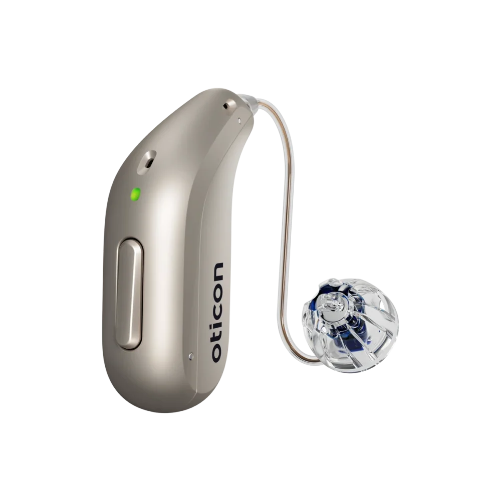 Oticon Reveal miniRITE R hearing device in Chroma Beige